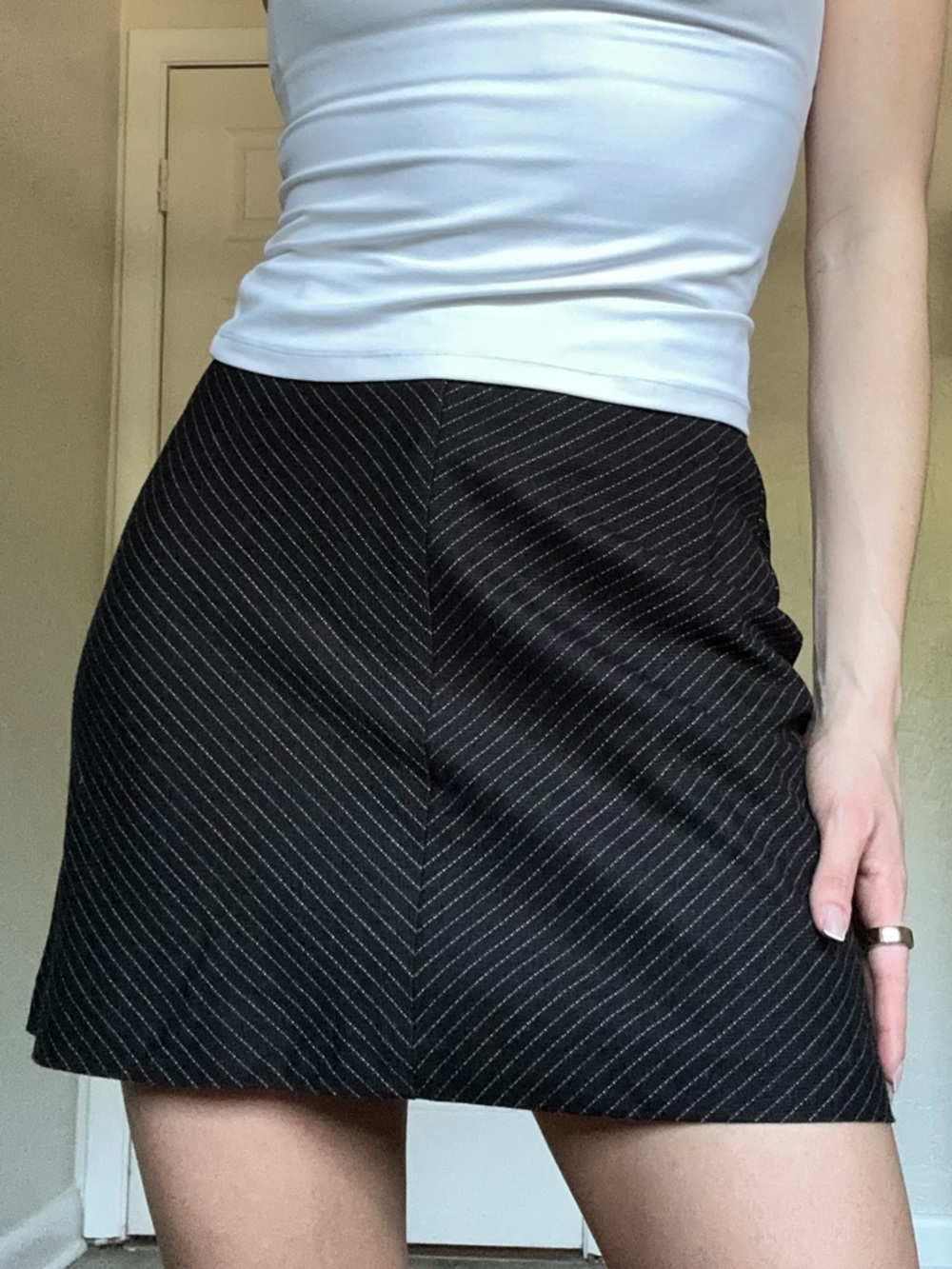 Esprit Black Pinstripe Mini Skirt